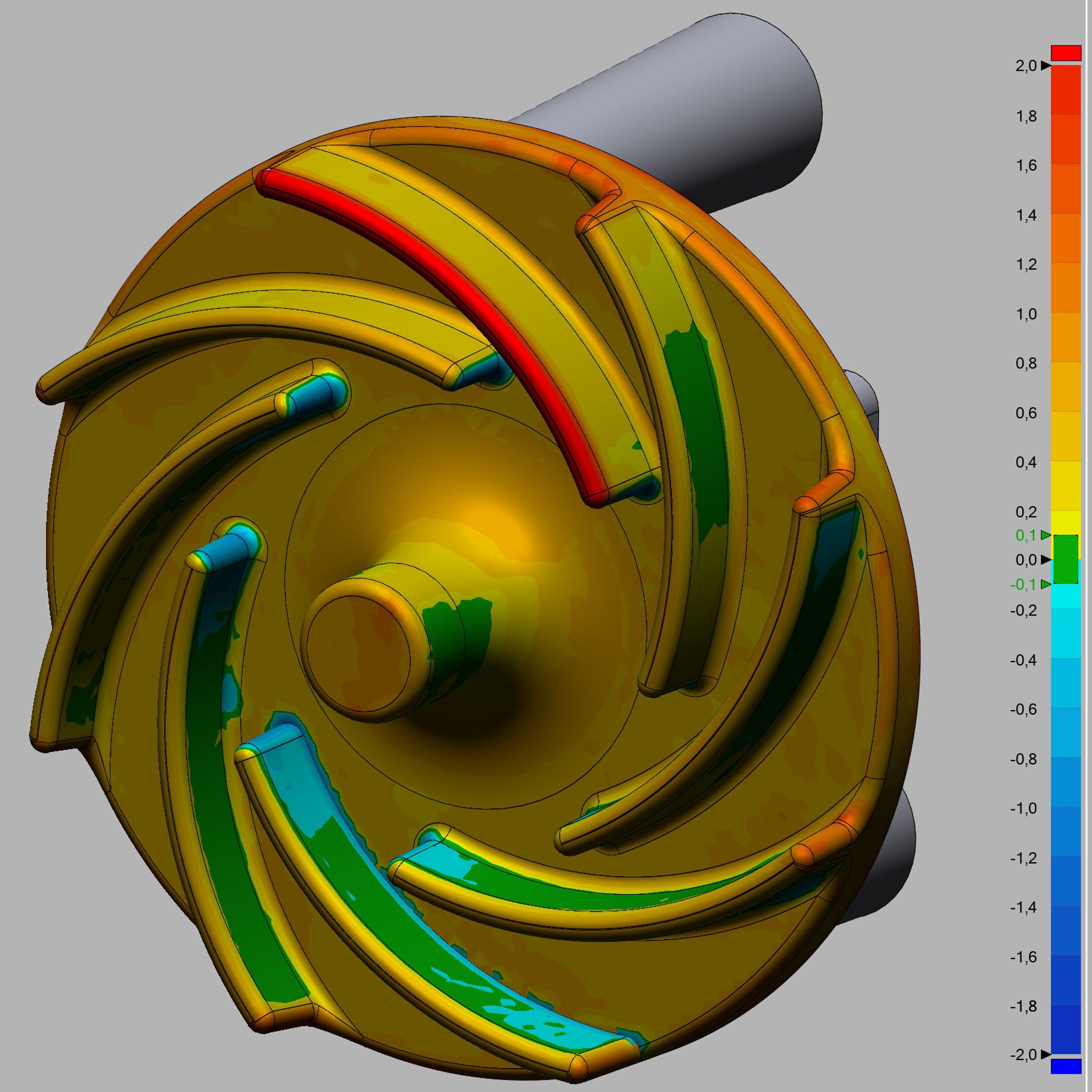 Soll-Ist-Ablgeich der Geometrie eines sandgegossenen Aluminium-Pumpenrades