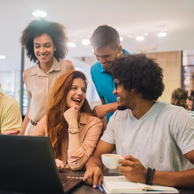 students at the laptop