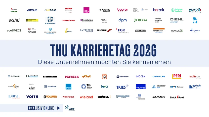 Logos der teilnehmenden Unternehmen am Karrieretag 2026 an der THU