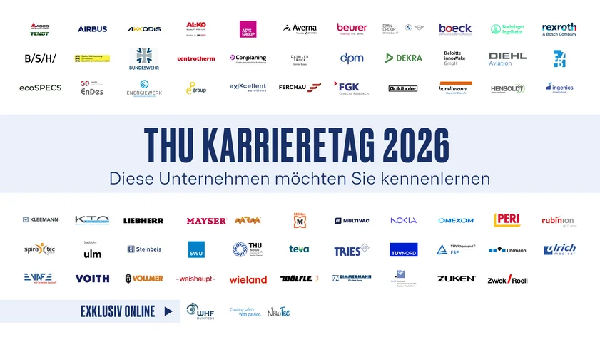 Logos der teilnehmenden Unternehmen am Karrieretag 2026 an der THU