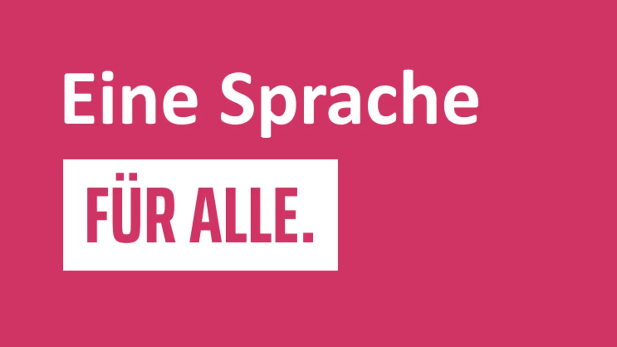 The picture shows the lettering: "One language for all."