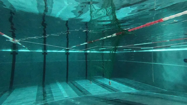Das ferngesteuerte Messboot "Luisa" bei einer Forschungsfahrt auf dem Wasser.